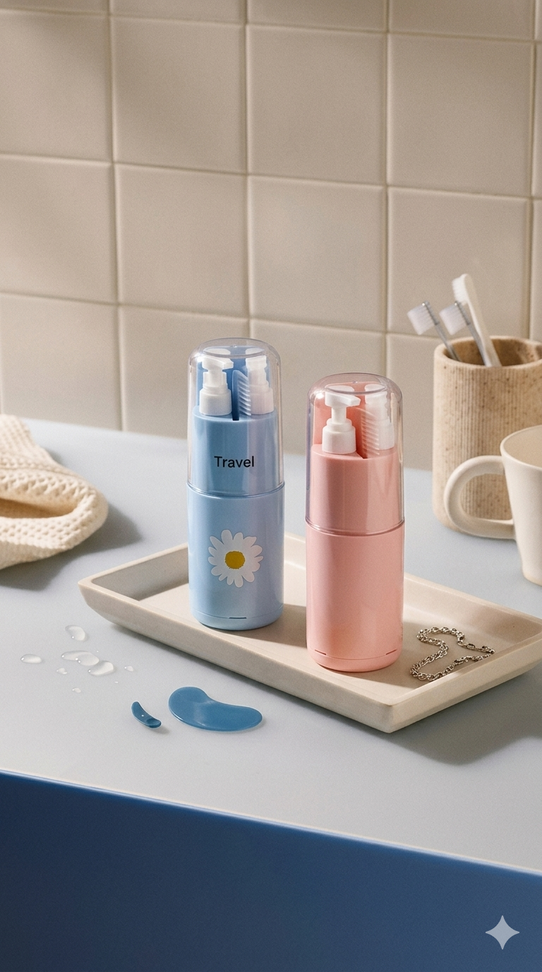 6 in 1 Leak-Proof Travel Toiletry Capsule Kit | TSA Approved 100ml Refillable Bottles