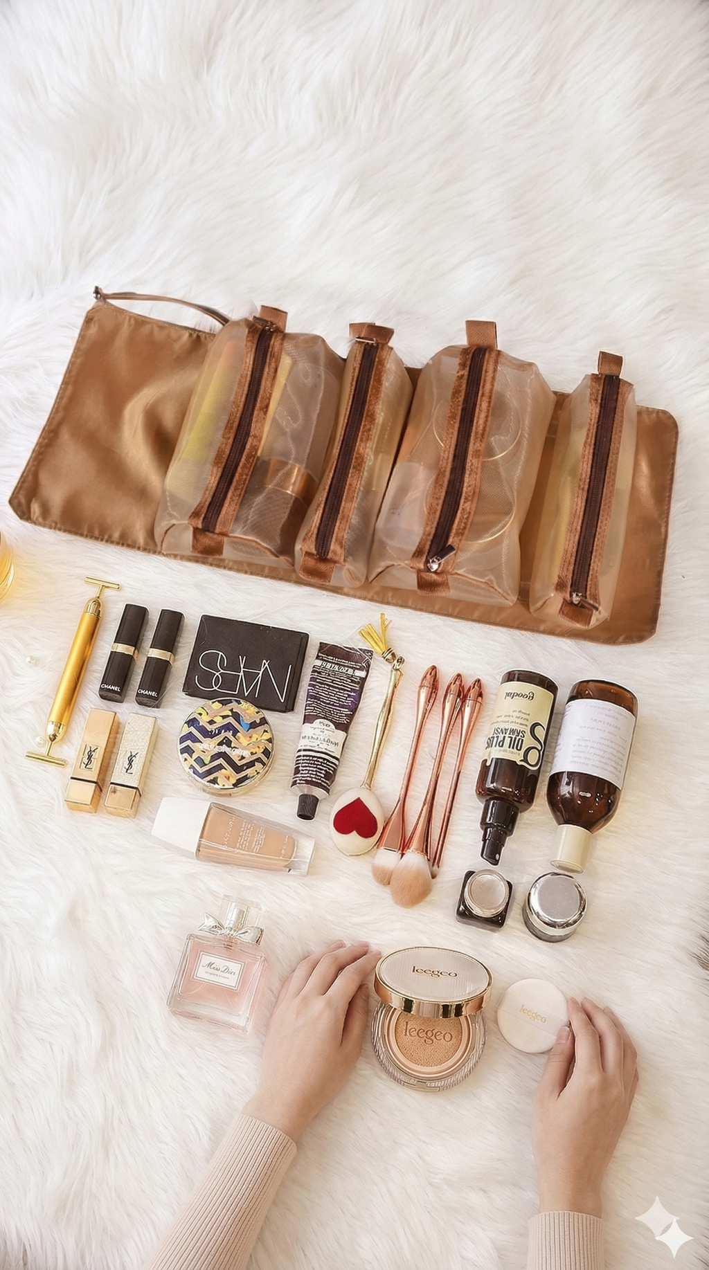 4-in-1 Travel Makeup & Toiletry Organizer Pouch for Men & Women – Compact Cosmetic & Grooming Bag for College, Office & Daily Use